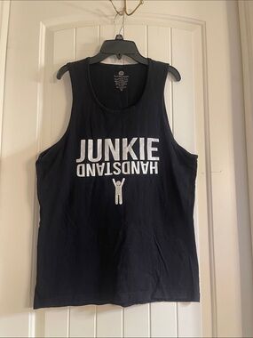 Black Graphic Muscle Tank with White 'JUNKIE' Print